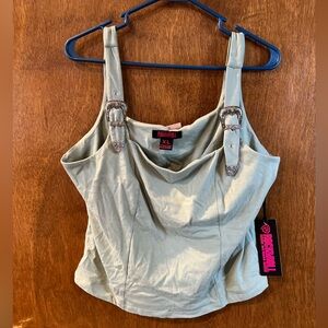 Cropped Rock & Roll Denim Buckle Tank